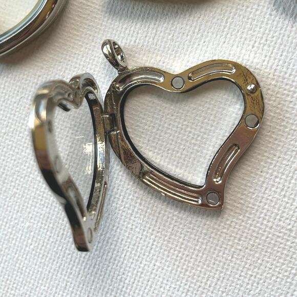 Lot of 7 Pc Heart Stainless Steel Floating Lockets/Pendants Jewelry Supplies - Picture 3 of 6